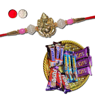 "Rakhi - FR- 8340 A (Single Rakhi), Choco Thali - code RC04 - Click here to View more details about this Product